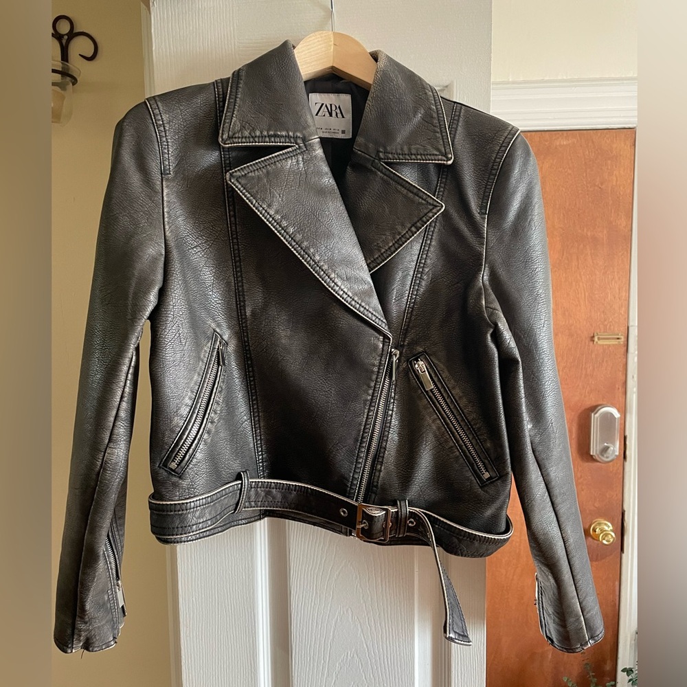 Zara faux leather biker jacket